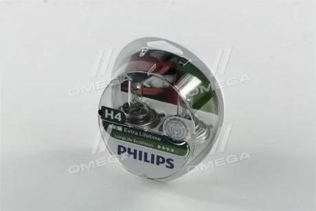 Лампа розжарювання H4 12V 60/55W P43t-38 LongerLife Ecovision 2шт (вир-во Philips) PHILIPS 12342LLECOS2