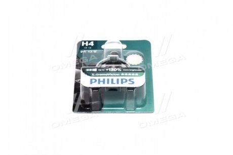 Лампа накалу H4 X-treme VISION 12V 60/55W P43t-38 (+130) PHILIPS 12342XV+B1