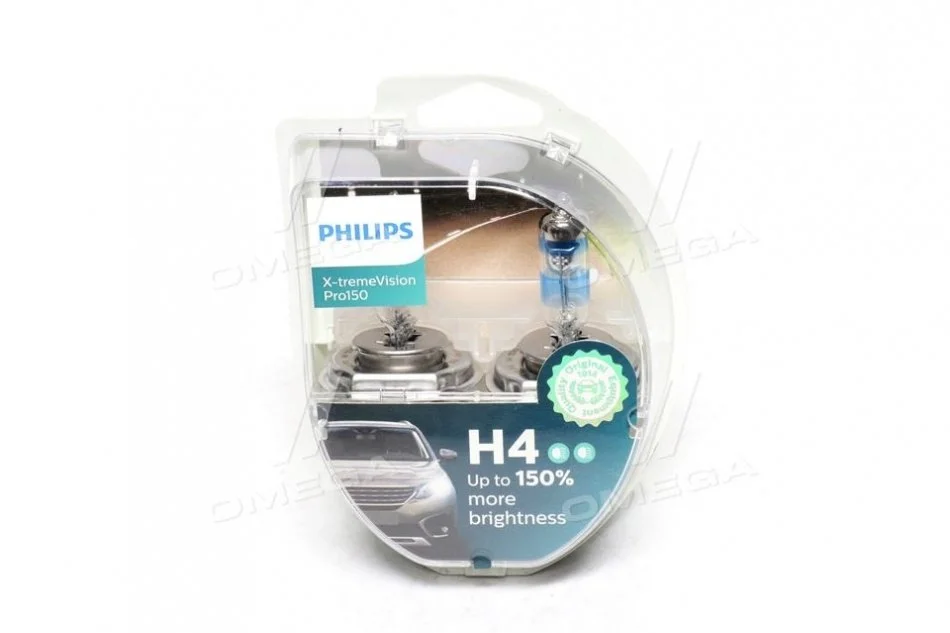 Лампа розжарювання H4 X-tremeVision Pro150 +150 12V 60/55W P43t-38 (комплект) (вир-во Philips) PHILIPS 12342XVPS2 (фото 1)