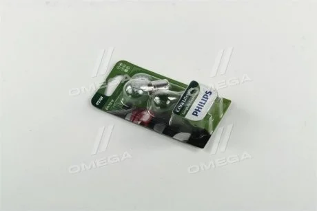 Лампа розжарювання P21W 12V 21W BA15s LongerLife EcoVision 2шт blister (вир-во Philips) PHILIPS 12498LLECOB2