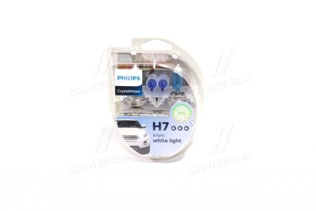 Лампа накалу H7 12V 55W PX26d Cristal Vision + 2x W5W 4300K PHILIPS 12972CVS2