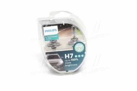 Лампа розжарювання H7 X-tremeVision Pro150 +150 12V 55W PX26d (комплект) (вир-во Philips) PHILIPS 12972XVPS2