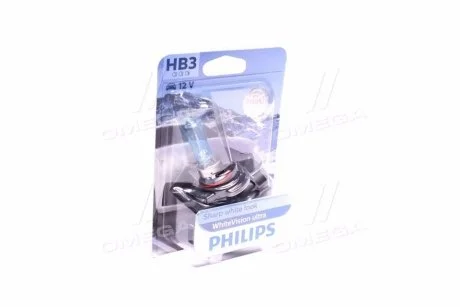 Лампа розжарювання HB3 WhiteVision Ultra 12V 60W P20d (+60) (3800K) PHILIPS 9005WVUB1
