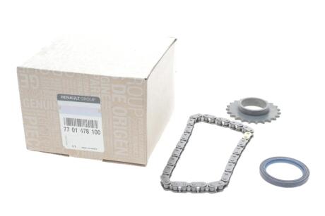 Цепь насоса масляного mot.1.8-1.9DCI (цепь, звездочка и сальник) RENAULT 7701478100