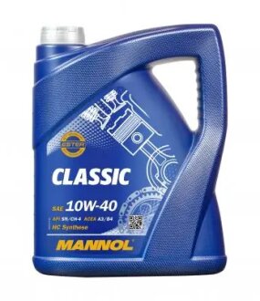 Масло ДВС 10W-40 Classic SN/CH-4, ACEA A3/B4, 5л, п/синт. Mannol MN75015