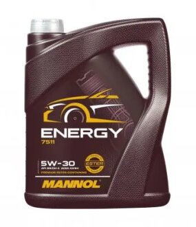 Масло ДВС 5W-30 Energy API SN/CH-4, ACEA A3/B4, RN0700/0710, 5л, синт. Mannol MN75115