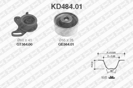 Комплект ременя ГРМ SNR NTN KD484.01