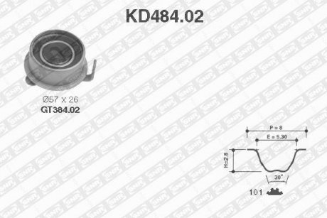 Комплект ременя ГРМ SNR NTN KD484.02