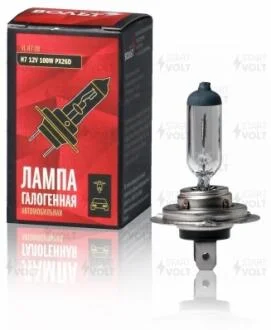 Лампа галоген 12V H7 100W PX26D СтартВОЛЬТ StartVolt VL-H7-08