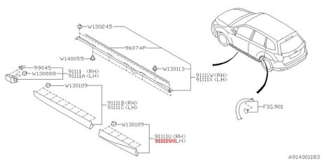 Накладка панелі задніх дверей SUBARU 91112SG152