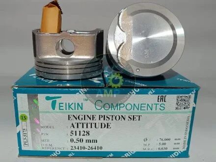 Поршень ДВС 0.5 (4шт.+пальцы) Hyundai (G4ED ATTITUDE) Accent (06-), Getz (02-) 1.4 MPI DOHC TEIKIN 51128-050