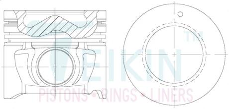 Поршень ДВС STD-B (4шт.+пальцы) Hyundai 2.0D (D4EA ALFIN) Santa Fe (-05), Tucson (06-) TEIKIN 51604A-4-STD
