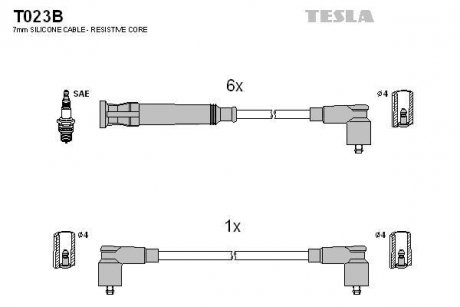 Провода высоковольтные, комплект Nissan Navara (D22) TESLA T023B