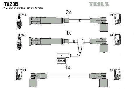 Провода высоковольтные, комплект Bmw 3 (E36) TESLA T028B