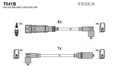 Провода высоковольтные (к-кт) SKODA OCTAVIA I 1.6i BLATNA TESLA T041B