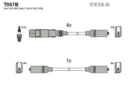 Провода высоковольтные (к-кт) VW SHARAN (95-10) 2.0i BLATNA TESLA T067B