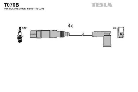 Провода высоковольтные (к-кт) SKODA OCTAVIA (I,II)/ VW GOLF (IV,V,VI) 1.6i (T076 TESLA T076B