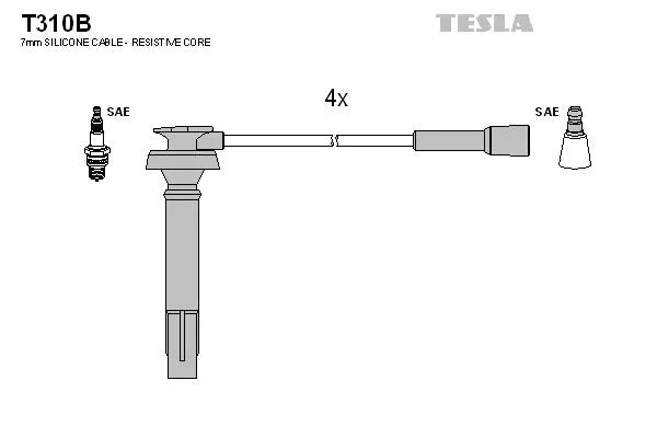 Провода высоковольтные (к-кт) SUBARU FORESTER (02-08) 2.0, 2.5i BL TESLA T310B (фото 1)