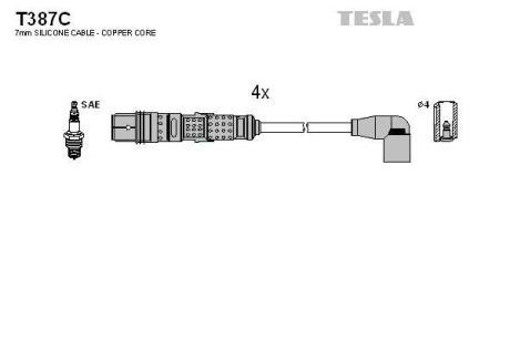 Провода высоковольтные (к-кт) VW POLO IV 1.6i BLATNA TESLA T387C