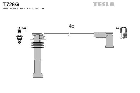 Провода высоковольтные (к-кт) FORD TRANSIT (02-13) 1.8i BLATNA TESLA T726G