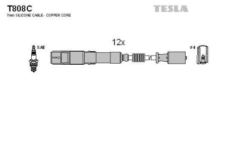 Провода высоковольтные (к-кт) MB C-CLASS (W203), E-CLASS (W210,W211) TES TESLA T808C