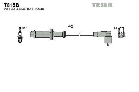 Провода высоковольтные (к-кт) CITROEN BERLINGO (96-11) 1.1, 1.4i B TESLA T815B