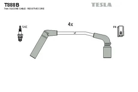Провода высоковольтные Матиз 1.0 (Tesla) TESLA T888B