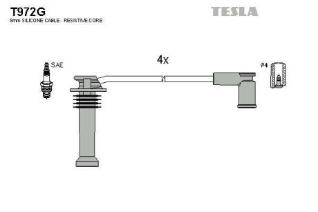 Провода высоковольтные (к-кт) Ford Focus II 1.4, 1.6 BLATNA TESLA T972G