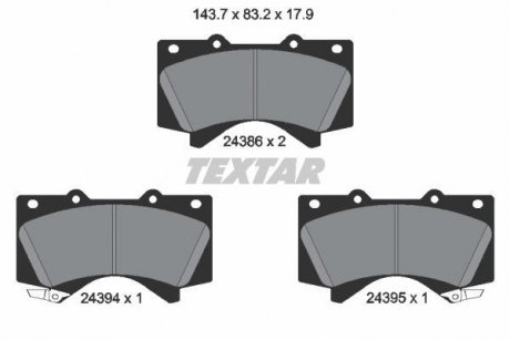 Комплект гальмівних колодок TEXTAR 2438601