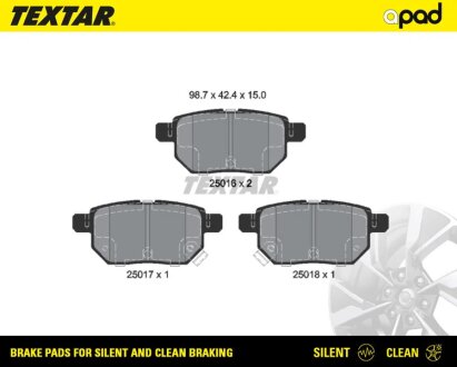 Колодки барабанного гальма TEXTAR 2501601SC