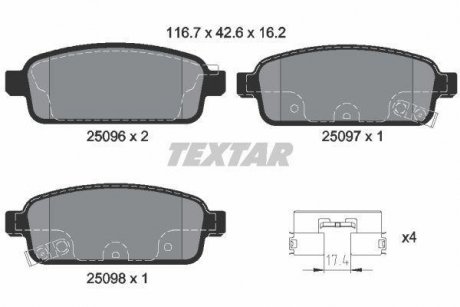 Комплект гальмівних колодок TEXTAR 2509602