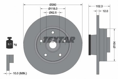Диск гальмівний TEXTAR 92153703