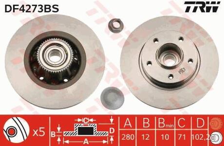 Диск гальмівний TRW DF4273BS