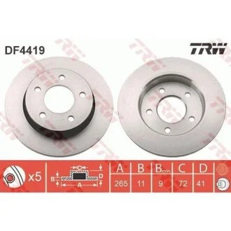 Фото 1 - гальмівний диск TRW DF4419 Гальмівний диск TRW DF4419 (фото 1)