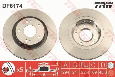 Гальмівний диск TRW DF6174