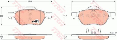 Комплект гальмівних колодок з 4 шт. дисків TRW GDB1540