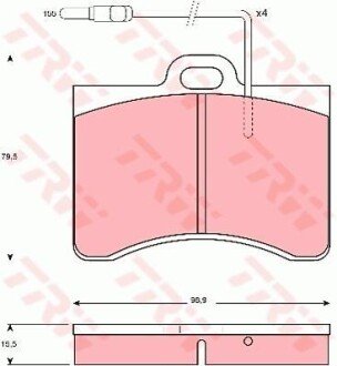 Комплект гальмівних колодок, дискове гальмо TRW GDB165