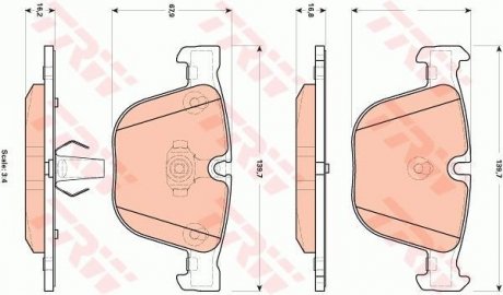 Комплект гальмівних колодок з 4 шт. дисків TRW GDB1892