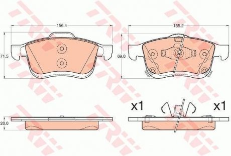 Комплект гальмівних колодок з 4 шт. дисків TRW GDB2060