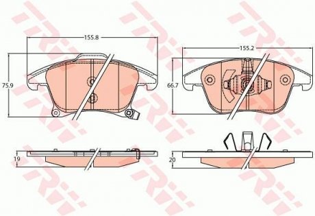 Комплект гальмівних колодок TRW GDB2092