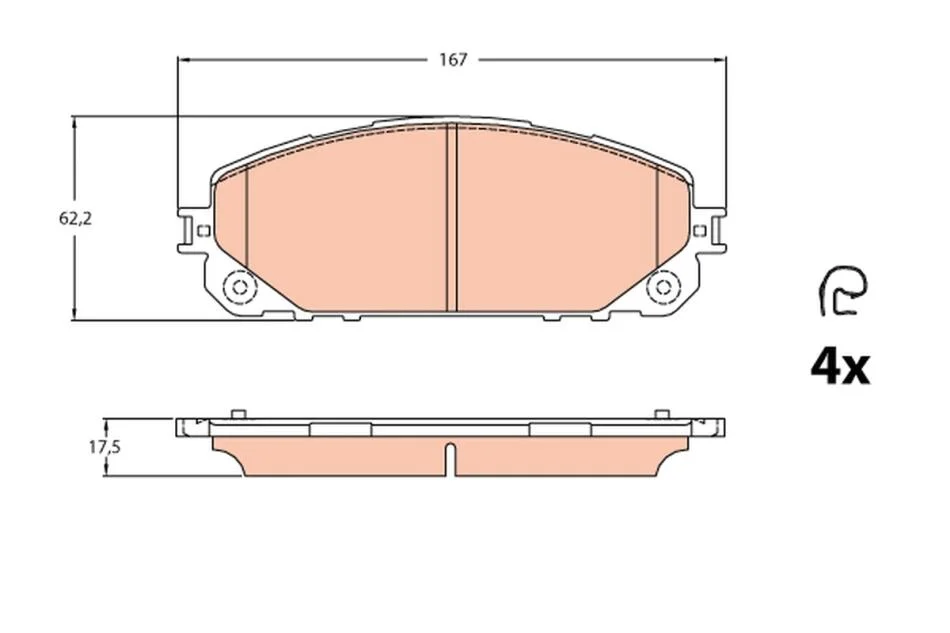 Комплект гальмівних колодок з 4 шт. дисків TRW GDB2094 (фото 1)