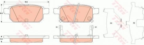 Комплект гальмівних колодок з 4 шт. дисків TRW GDB3529