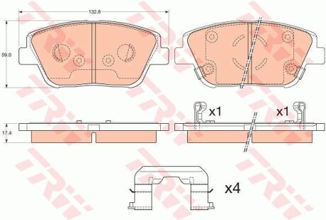 Комплект гальмівних колодок з 4 шт. дисків TRW GDB3540