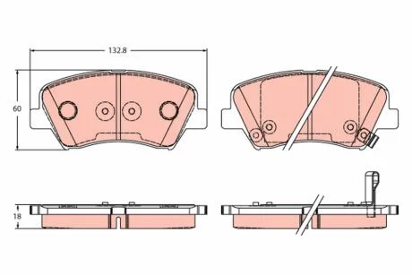 Комплект гальмівних колодок з 4 шт. дисків TRW GDB3552