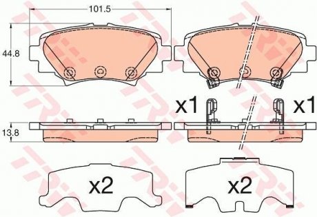 Комплект гальмівних колодок з 4 шт. дисків TRW GDB3593