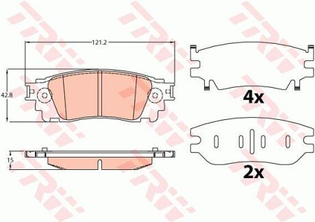 Комплект гальмівних колодок з 4 шт. дисків TRW GDB4459