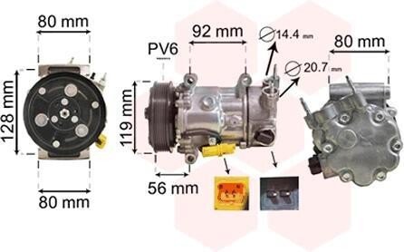 Компресор кондиціонера CITROEN BERLINGO/ PEUGEOT 207,208 Van Wezel 0900K255