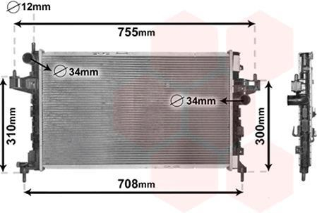 Радіатор CORSAC 13/7CDTi MT/AT 03- Van Wezel 37002380