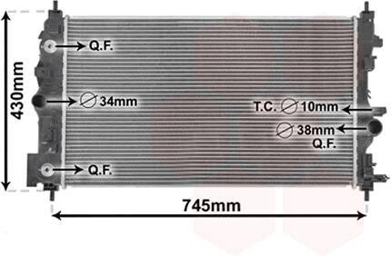 Радіатор охолодження CHEVROLET CRUZE, OPEL ASTRA J Van Wezel 37002546