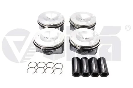 Комплект поршней с кольцами и пальцами (4шт) Audi A3, TT/VW Golf VII/Skoda Octavia 2.0 (13-) VIKA 11071702501